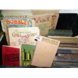 a box of books including 'Latin for Today', 'The British Legion Children's Annual',