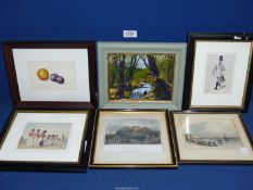 A small quantity of Prints to include Military, Carisbrooke Castle, Isle of Wight,