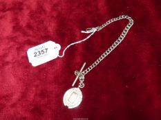 A Silver fob chain and pendant, all links marked, pendant marked Chester 1947, 8 1/2" long.
