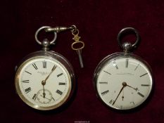 Two silver cased key wound fusee movement Pocket Watches including one by 'S.