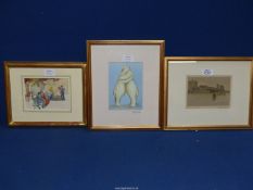 A framed and mounted Cecil Aldin Print of Stokesay Castle, Shropshire,