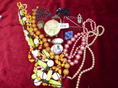 A quantity of costume jewellery including a boxed Stratton tie pin, simulated pearl necklace,