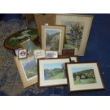 A quantity of Prints to include; Clovelly, Honey Bay Tor picture frames, horse prints,