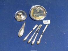 A small quantity of silver for scrap including part manicure set, circular framed mirror,