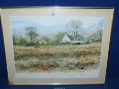 A framed print, title verso 'Poppies (The Ploughed Field) by M. Knight, 24 1/4'' x 19''.