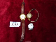 Three ladies watches including; gold backed Rotary, Accurist and Saga.