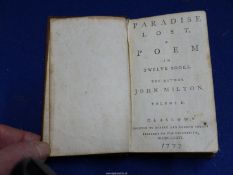 'Paradise Lost': a Poem in Twelve Books by John Milton' Vol 2, printed by Robert and Andrew Foults,