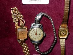 Three Lady's Wristwatches including yellow metal 'Sekonda Quartz' Wristwatch (not running,