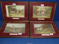 A set of four Heywood Hardy hunting Prints; 'The Find' (glass a/f), 'Over The Style', etc.