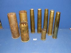 A quantity of brass shell cases.
