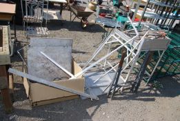 A quantity of Aluminium greenhouse shelving and table legs.