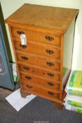 A Yew wood six drawer chest of drawers, 18" wide x 13 deep x 34 1/2" high.