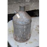 A metal screw-top galvanised flask/fuel can, 22'' high, approx.