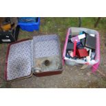 A quantity of old jewellery boxes and a greenhouse heater.