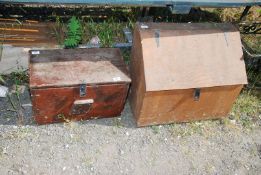 Two wooden boxes with latches