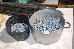 Galvanised nails, 4'' and 2''.