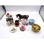 A quantity of mixed china including; Beswick horse, West German butter dish & lid,