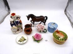 A quantity of mixed china including; Beswick horse, West German butter dish & lid,
