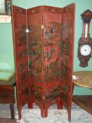 A Chinoiserie four fold Screen,