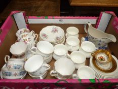 A quantity of china including part tea sets, gravy boat, cabinet cup and saucer by Sadler,