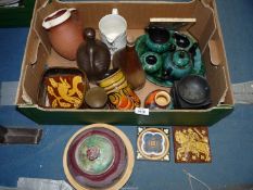 A quantity of china including; Poole vase, Canadian tea for one, Glenfiddich jug,