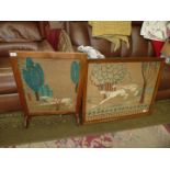 A Firescreen with needlework and large picture frame needlework.