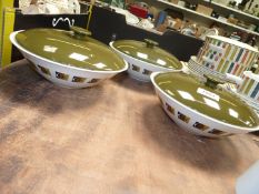 Three Ridgway Pottery 'Ravenna' lidded tureens, one with chip to lid,