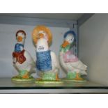 Three Minster ducks comprising Sunday Best, William with scarf,