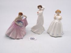 Three Royal Doulton figures; 'Invitation', 'With Love' and 'Catherine'.