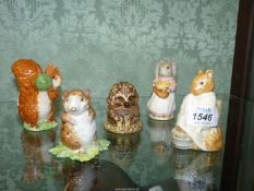 Five Beswick Beatrix Potter figures Chippy Hackee, Timmy Willie, Squirrel Nutkin,
