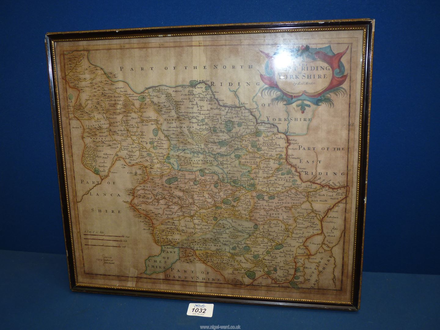 An early Robert Morden Map of The West Riding of Yorkshire, 17 1/2'' x 15 1/2''.