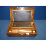 A satinwood Writing box with brass corners, leather writing slope, glass inkwells,