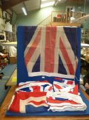 A quantity of Flags including Johns and Son fabric Union Jack flag 72" x 33",