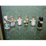 Six Beswick Beatrix Potter figures Cousin Ribby , Mrs Ribbey, Duchess, Simpkin, Susan etc.