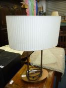 A vintage Brass double bulb table lamp with shade, 22 1/4" high.