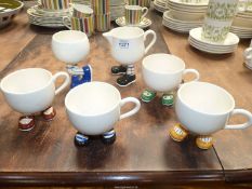 Carlton Walking ware to include four cups, milk jug and sugar bowl.
