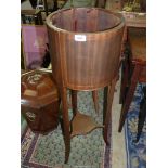 A Mahogany inlaid plant stand having lower shelf, a/f.