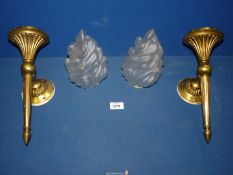 A pair of 1930's Torch wall sconces, (base to shades chipped).