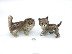 A Beswick Grey Persian cat and large Beswick grey kitten.