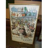 A large cartoon advertising print 'W.H. Milner Fine Wines' No.4 in series 'The Wedding'.