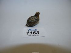 A miniature Austrian painted bronze grouse stamped 'Geschutzt', indistinct registration number.