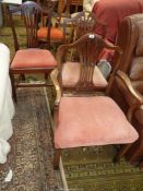 A trio of Georgian design Mahogany framed Chairs having fret worked back splat,