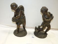 Two metal bronze finished figures,