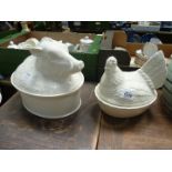 A Crown Devon Hen on nest and modern ceramic Hog casserole dish.