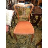 A circa 1900 Mahogany/Walnut framed side Chair standing on cabriole front legs and having an orange