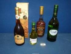 Four bottles of alcohol; Apricot Brandy, J.