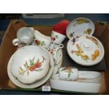 A quantity of Royal Worcester 'Evesham' including milk jugs, gravy boats, dinner plates,