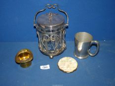 A quantity of miscellanea to included a heavy glass and Epns frame biscuit barrel,