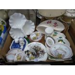 A quantity of china to include a white Carltonware platter, five cups and saucers, two oval plates,