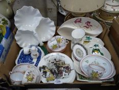 A quantity of china to include a white Carltonware platter, five cups and saucers, two oval plates,